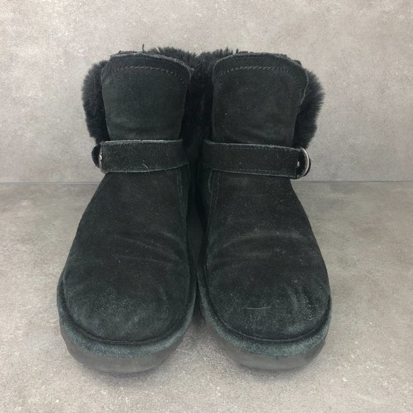 Bearpaw 2012 Koko Faux Fur Suede Ankle Boot Bootie, Black, Women's 9 - Picture 2 of 9